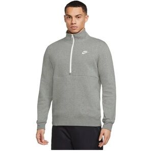 Nike Men’s Club Quarter Light Gray Half-Zip Sweatshirt Pullover